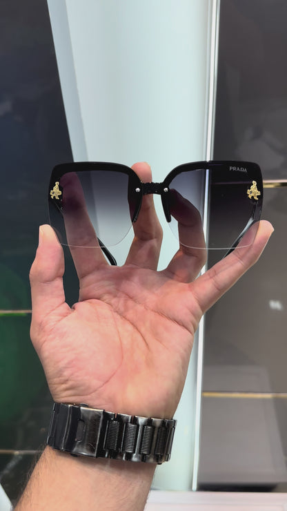 PRADA MILANO LUXURY # ALL BLACK EDITION # SUNGLASSES WITH OG KIT