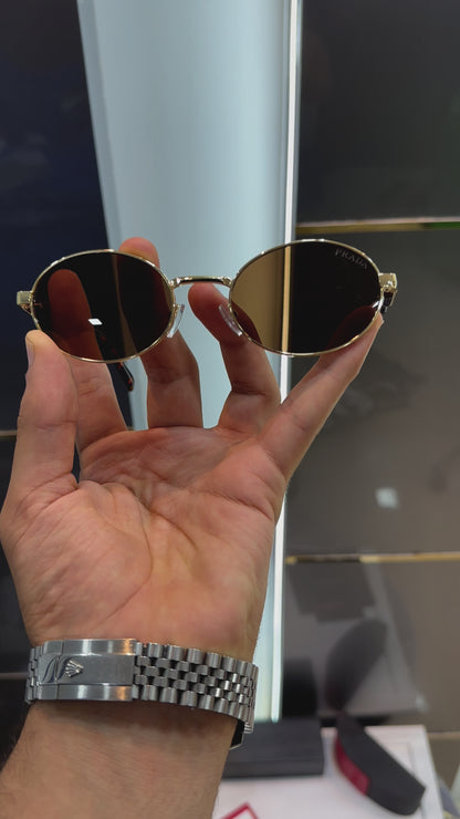 PRADA MILANO - OVAL FRAME TORTOISESHELL ACETATE AND GOLD-TONE SUNGLASSES WITH OG KIT