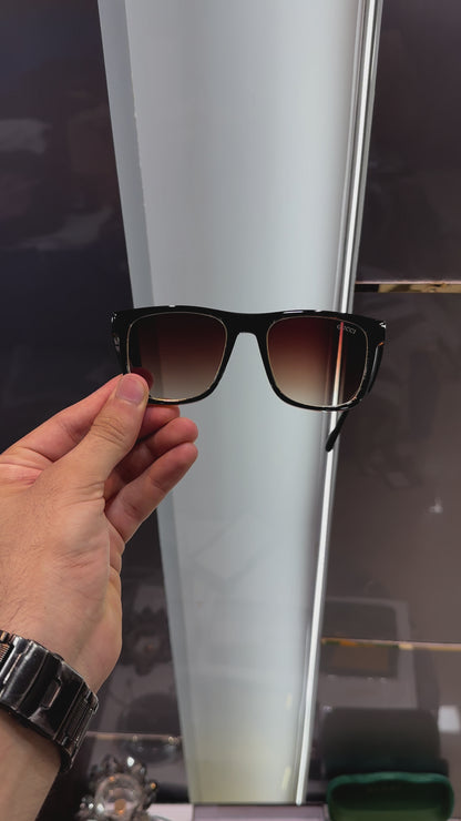 GUCCI PREMIUM SUNGLASSES - BROWN BLACK WITH OG BOX