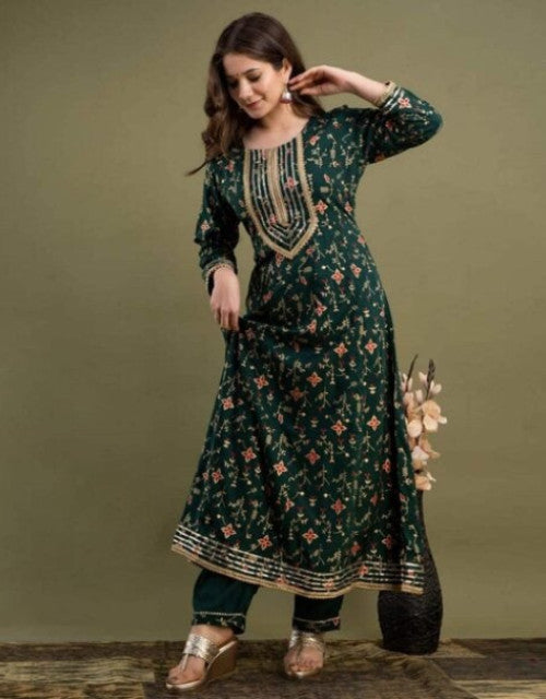 Women Floral Print Anarkali Kurta Set Dropdash