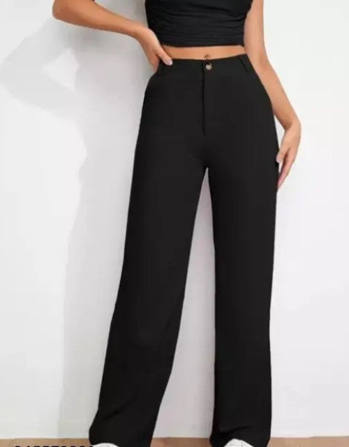 Women’s black trousers| Trousers for women in black colour| Black bell bottom women trousers Dropdash