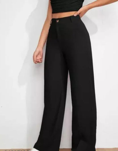 Women’s black trousers| Trousers for women in black colour| Black bell bottom women trousers Dropdash